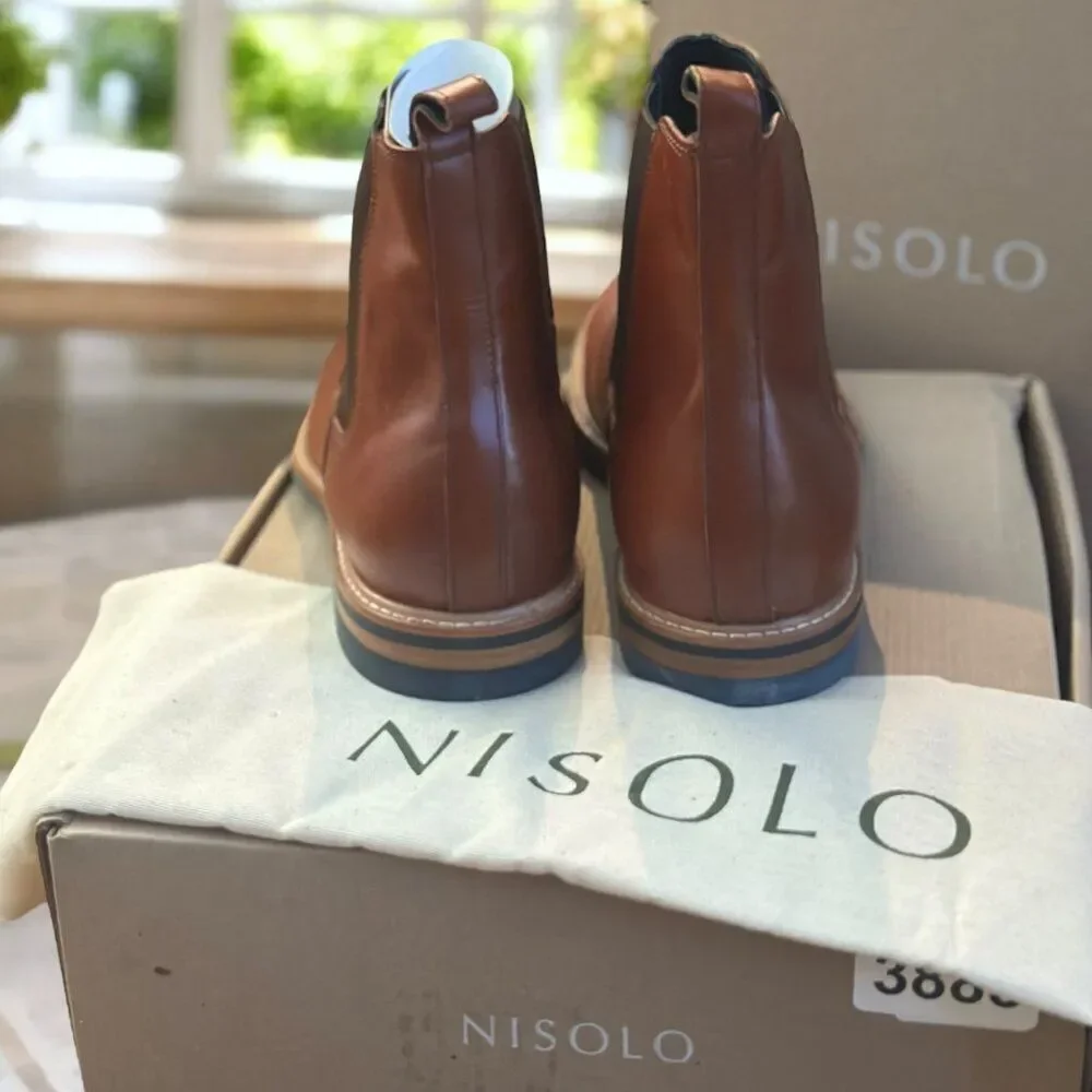 Nisolo All‑Weather Collection Leather Chelsea Boot Men 12.5 Brandy Waterproof